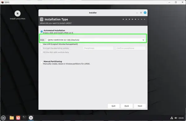Install to the Virtual Machine Hard Disk Image