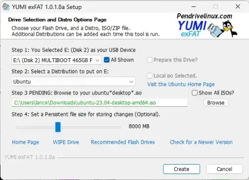 YUMI exFAT Setup Screen YUMI exFAT Setup