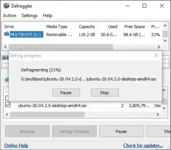 Defragment an ISO File