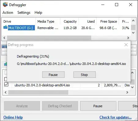 defragment ISO
