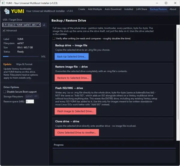 YUMI Py Backup Restore Clone Drives